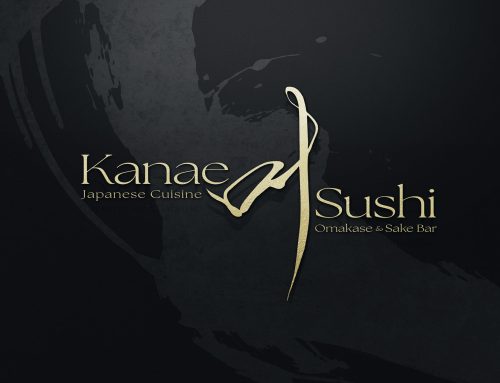 【筆文字ロゴデザイン制作事例】Kanae Sushi｜ミニマルで高級感ある和モダン寿司店ロゴ